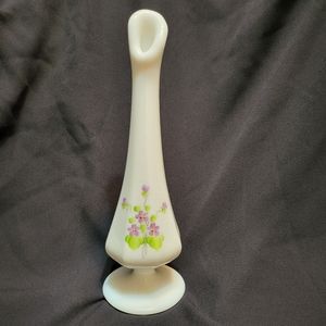 Fenton violets in the snow bud vase